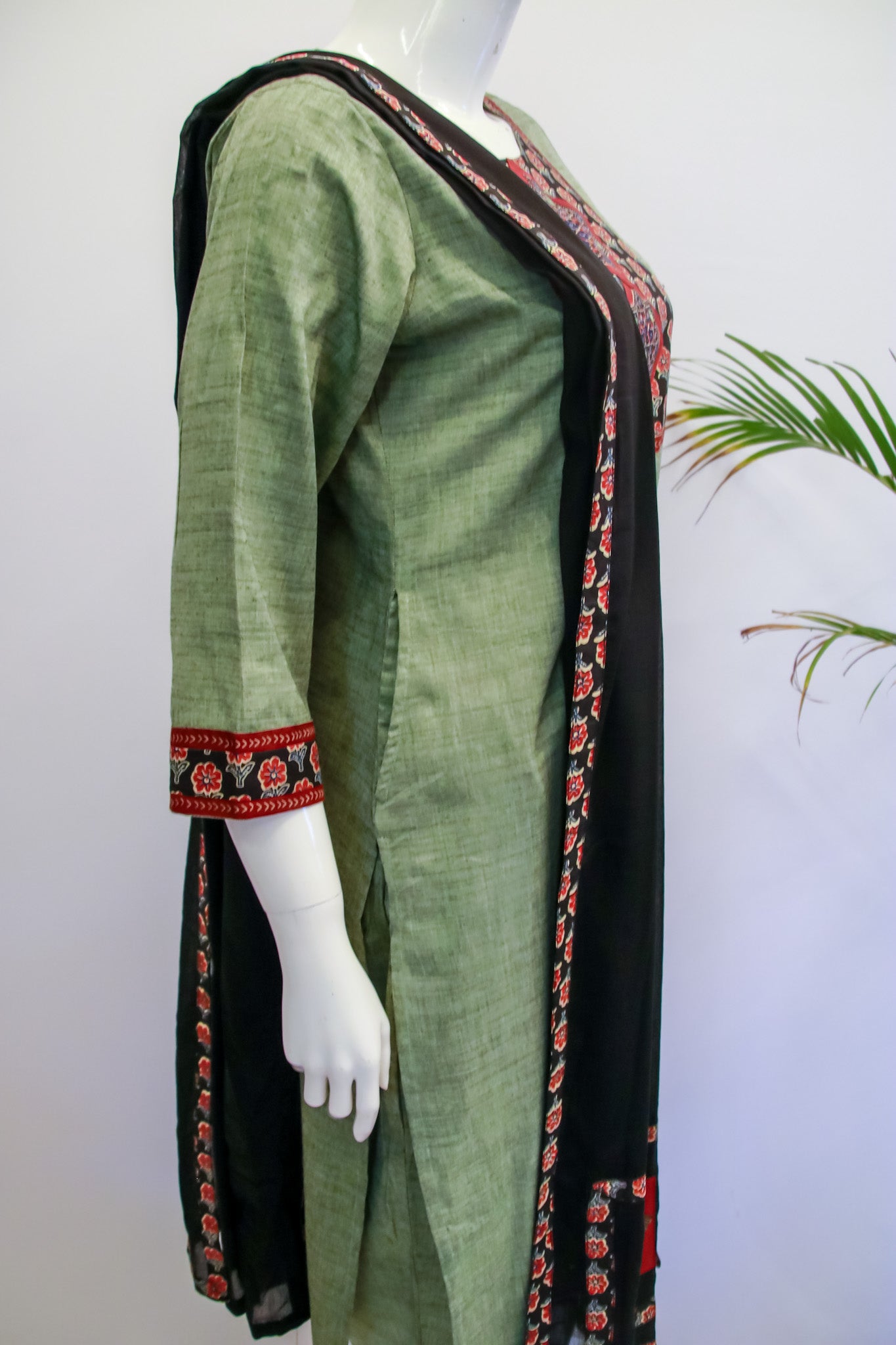 Green Ajrakh Cotton Dupatta set