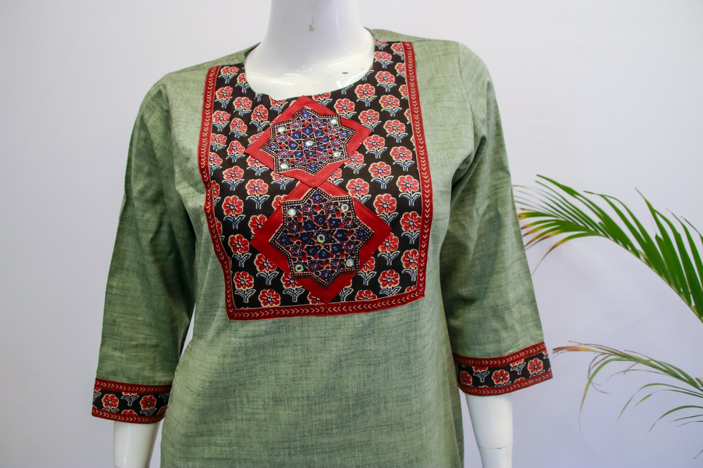 Green Ajrakh Cotton Dupatta set