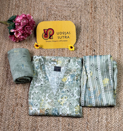 Green Capsule Rayon Dupatta Set