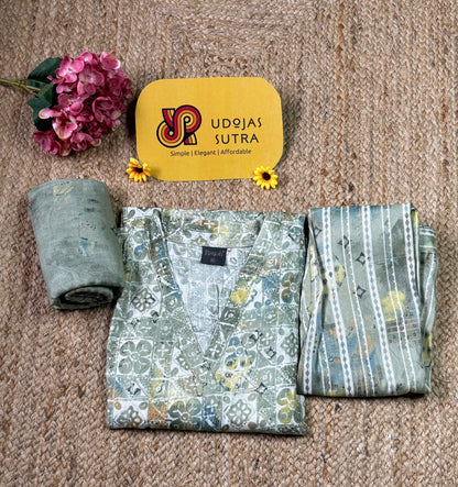 Green Capsule Rayon Dupatta Set