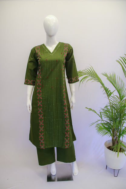 Green Cotton Top and Pant Set