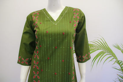 Green Cotton Top and Pant Set