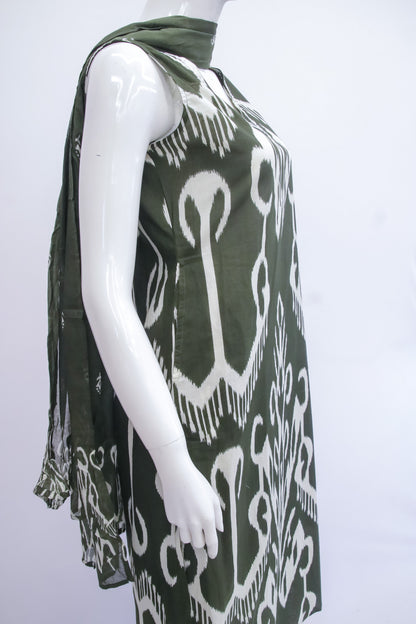 Green Ikkat Dupatta Set