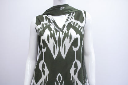 Green Ikkat Dupatta Set