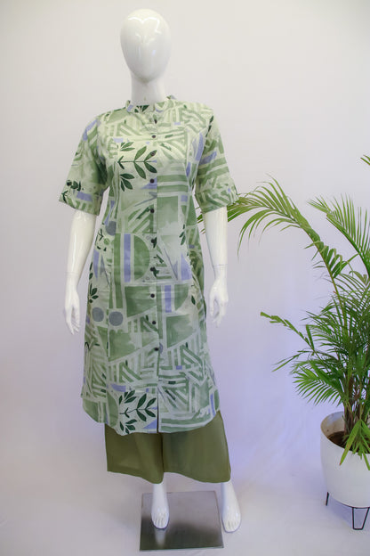 Green Printed Top & Pant Set