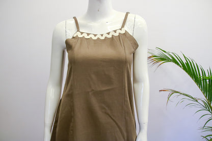 Grey Noodle Strap Cotton Top and Pant Set