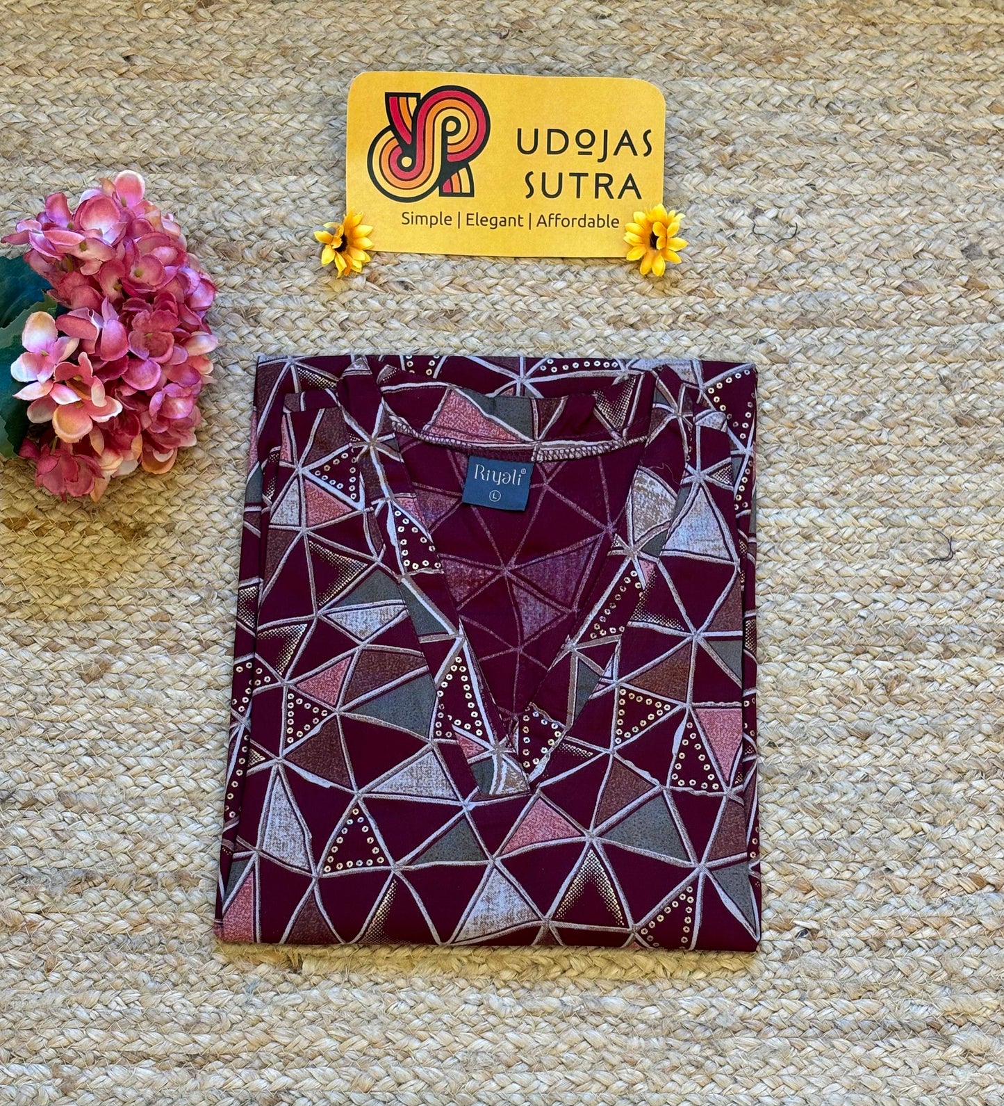 Geometric V Neck Kurti