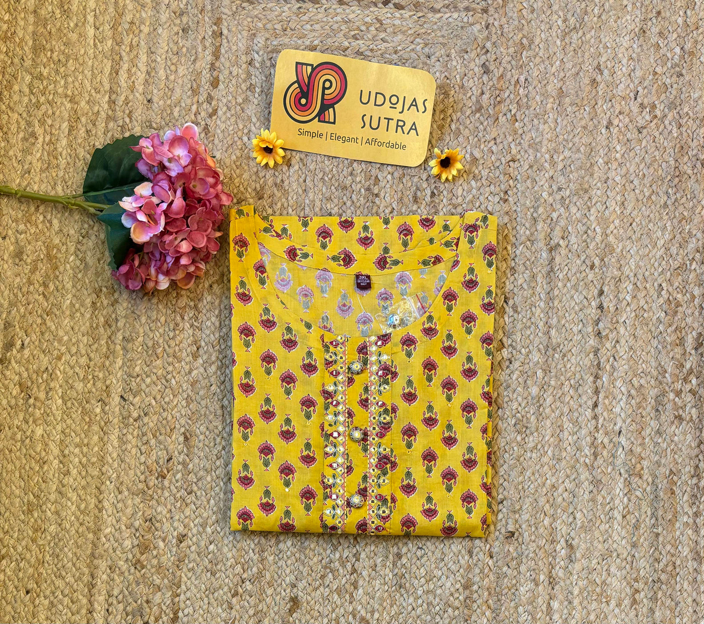 Plus Yellow Cotton Kurti