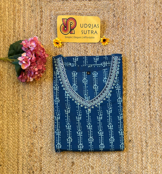 Cotton Blue Printed Kurta