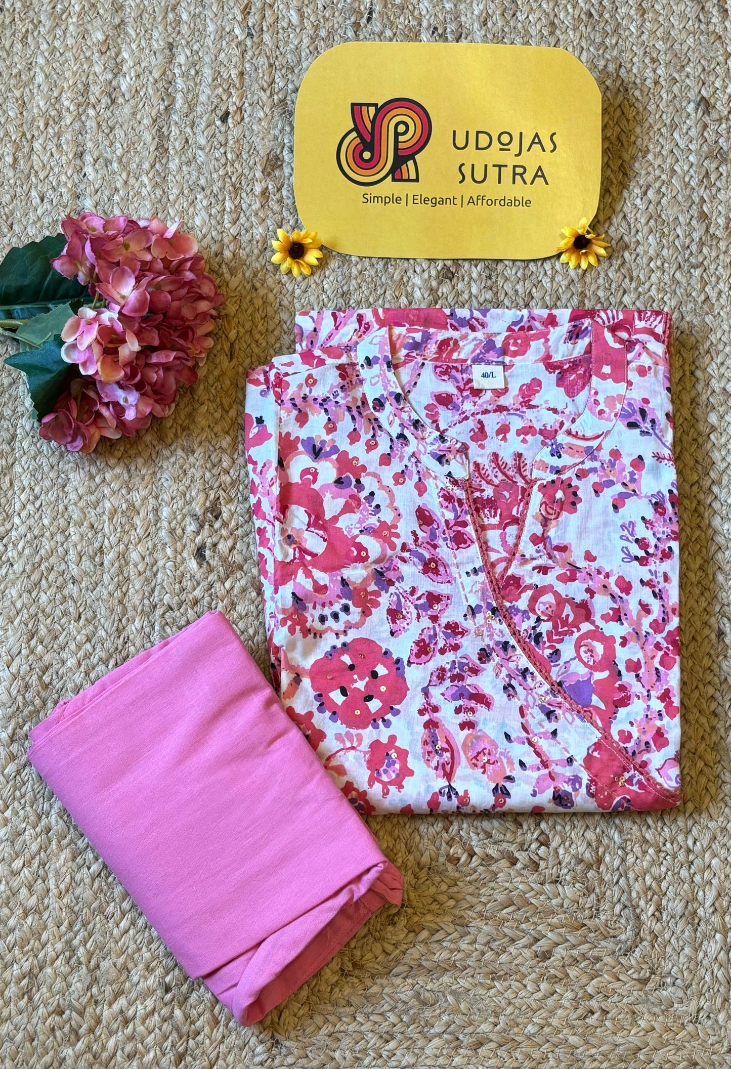 Pink Cotton Top & Pant Set