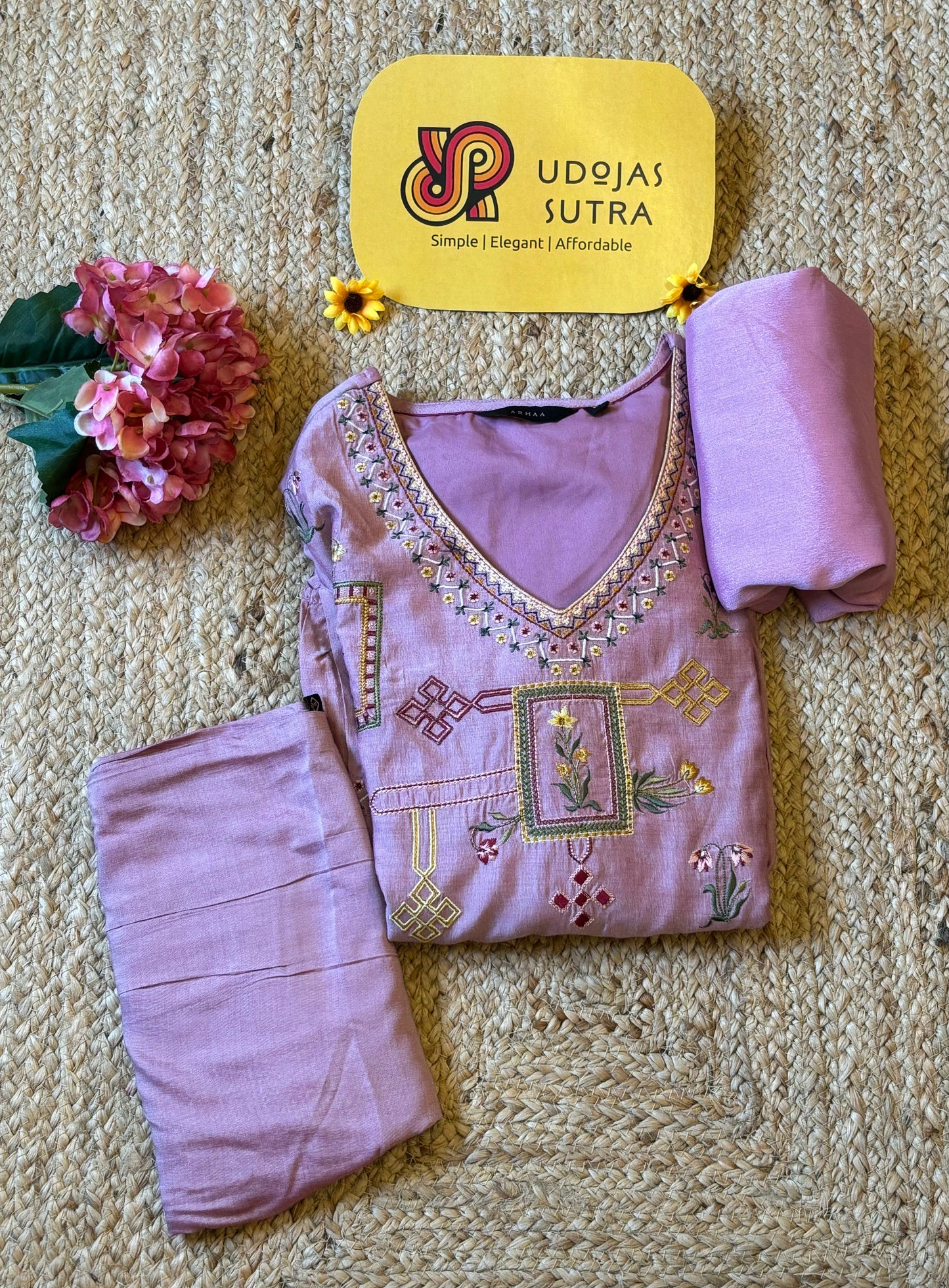 PS Pink Silk Dupatta Set