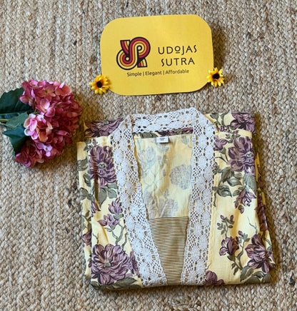 Flex V neck Laced Kurti