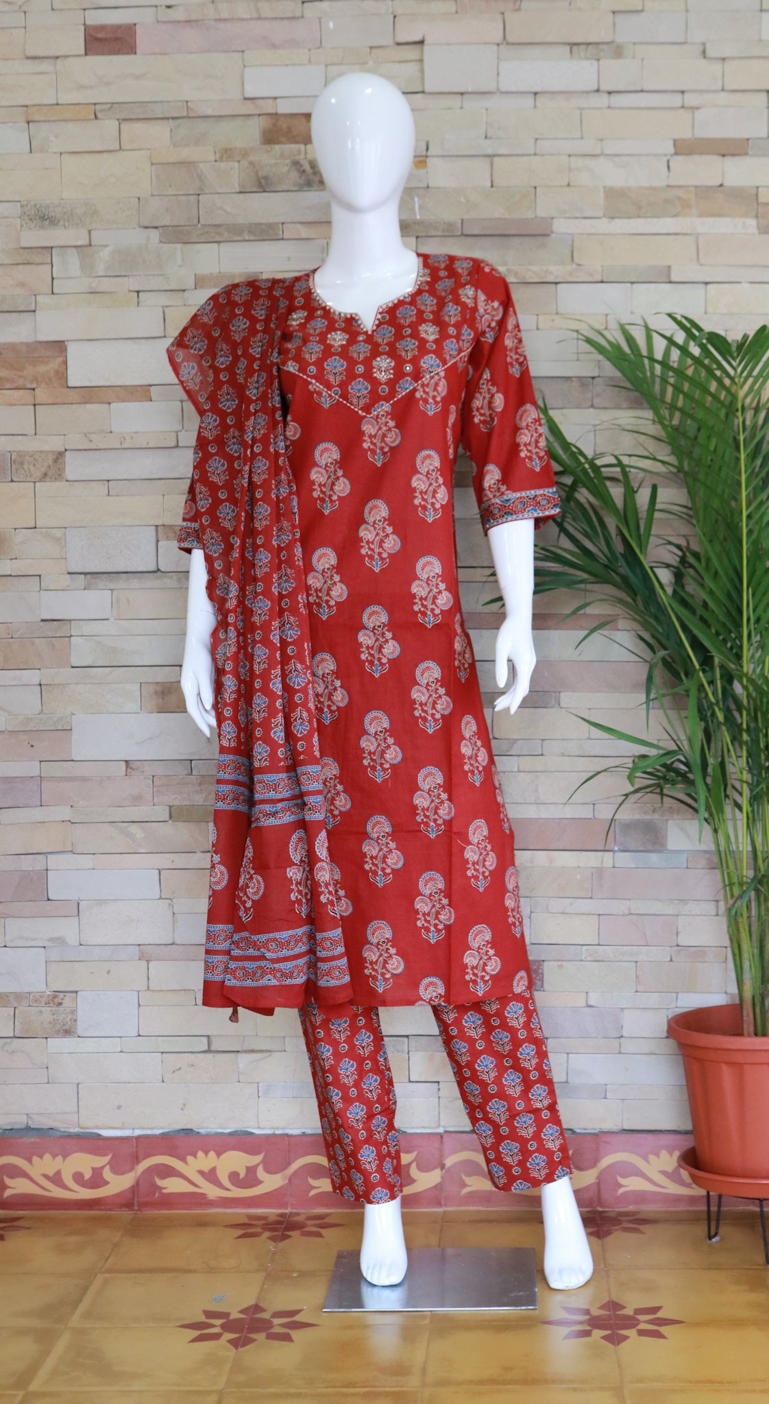 Cotton Floral printed dupatta sets