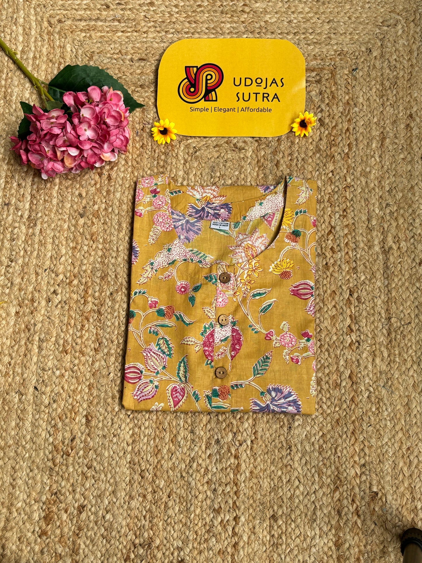 Jaipur Short Kurti - Mustard