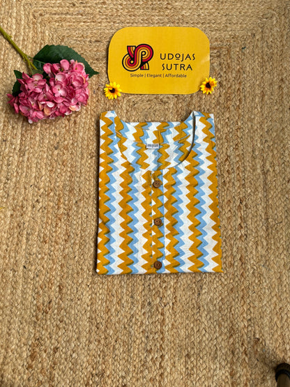 Jaipur Short Tunic - White with brown