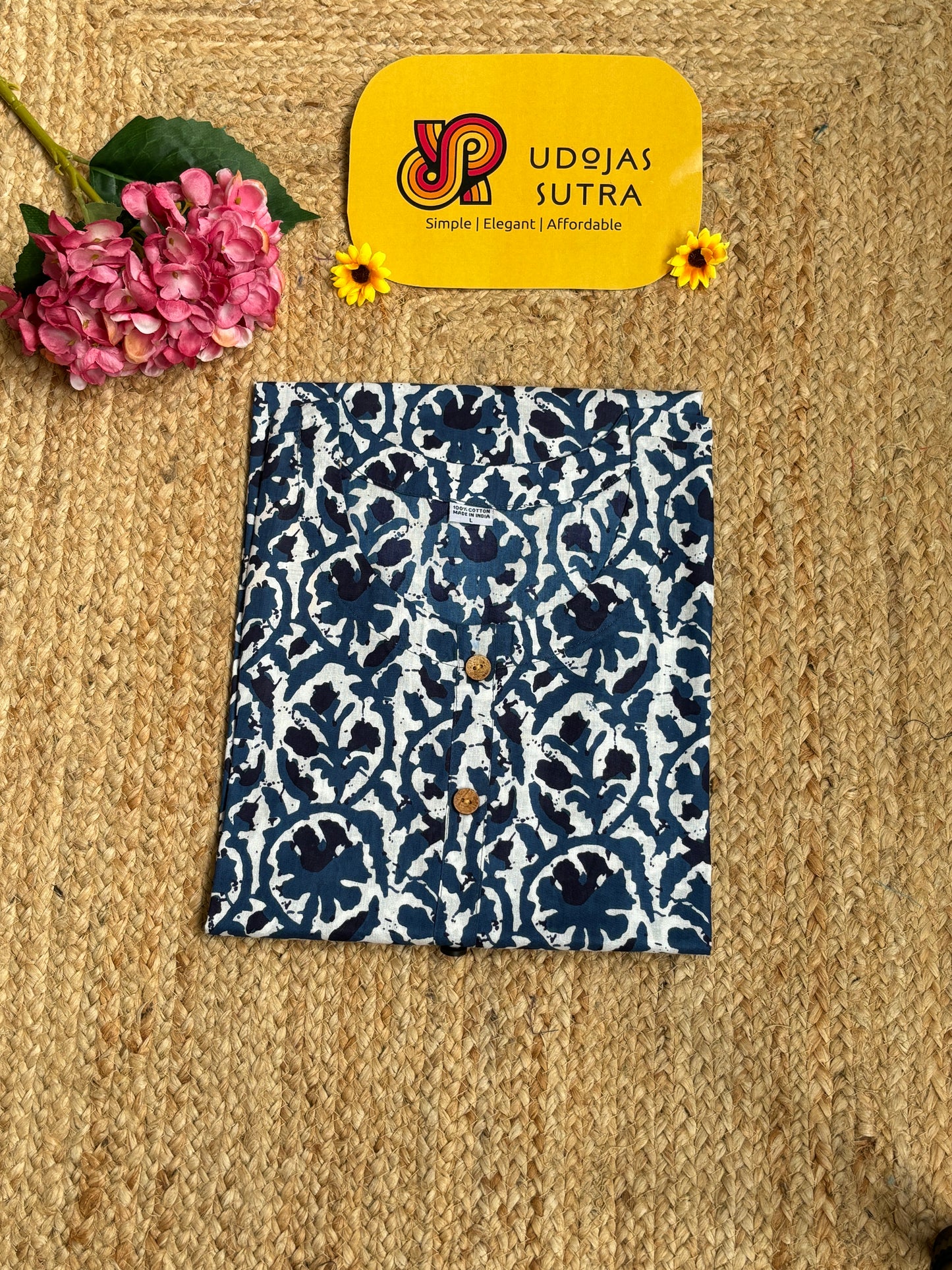 Jaipur Short Kurti - Floral Blue