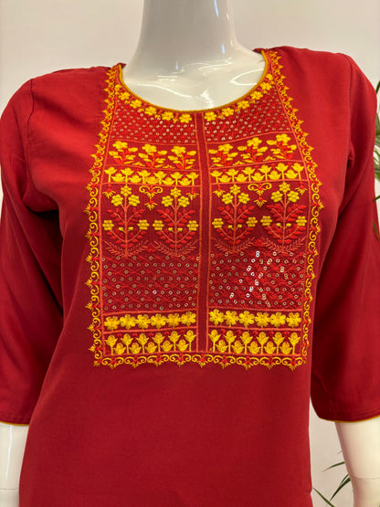 Rayon Suit Set - Red