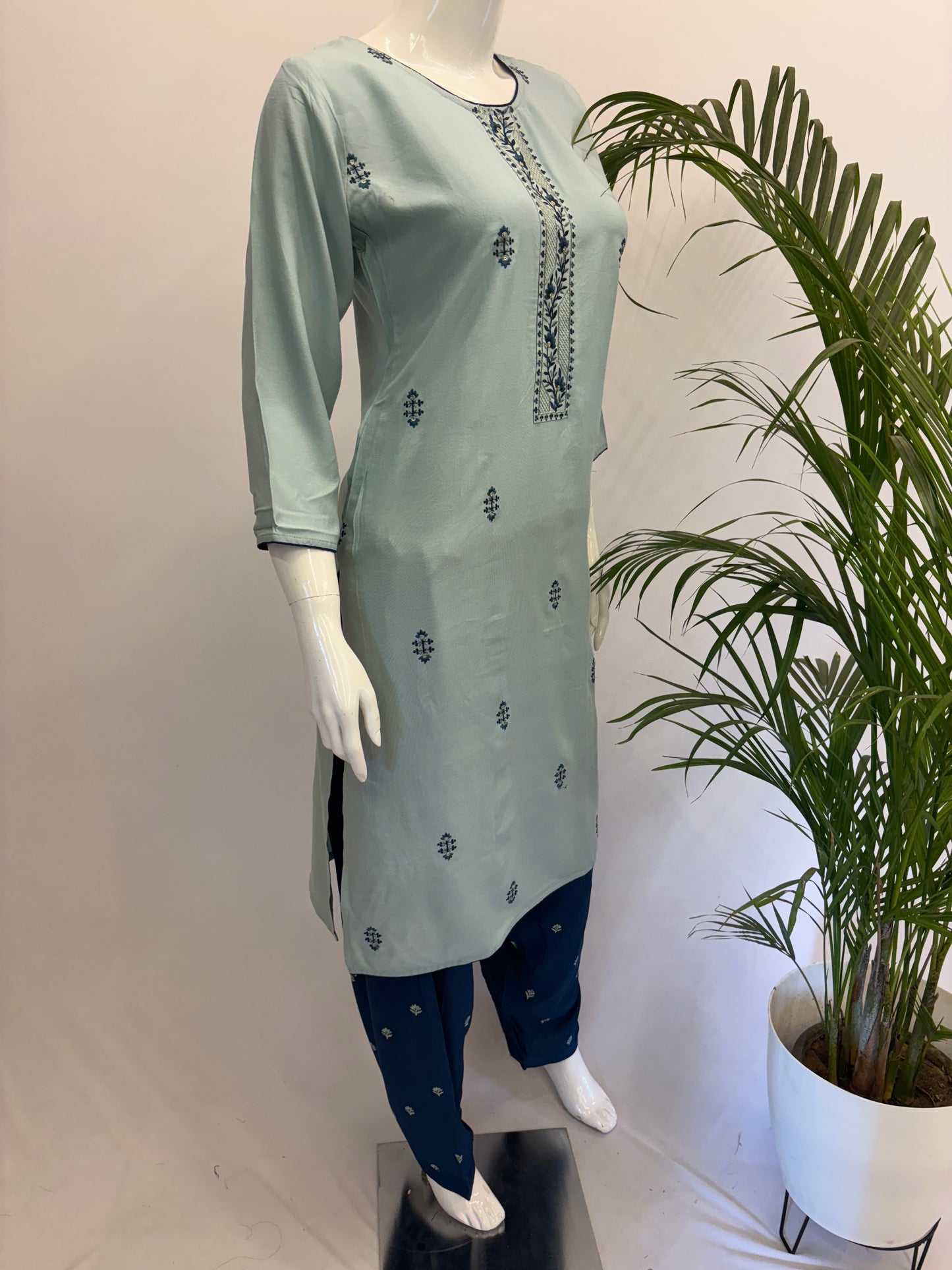 Rayon Suit Set - Blue