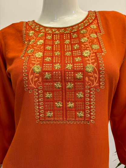 Rayon Suit Set - Orange