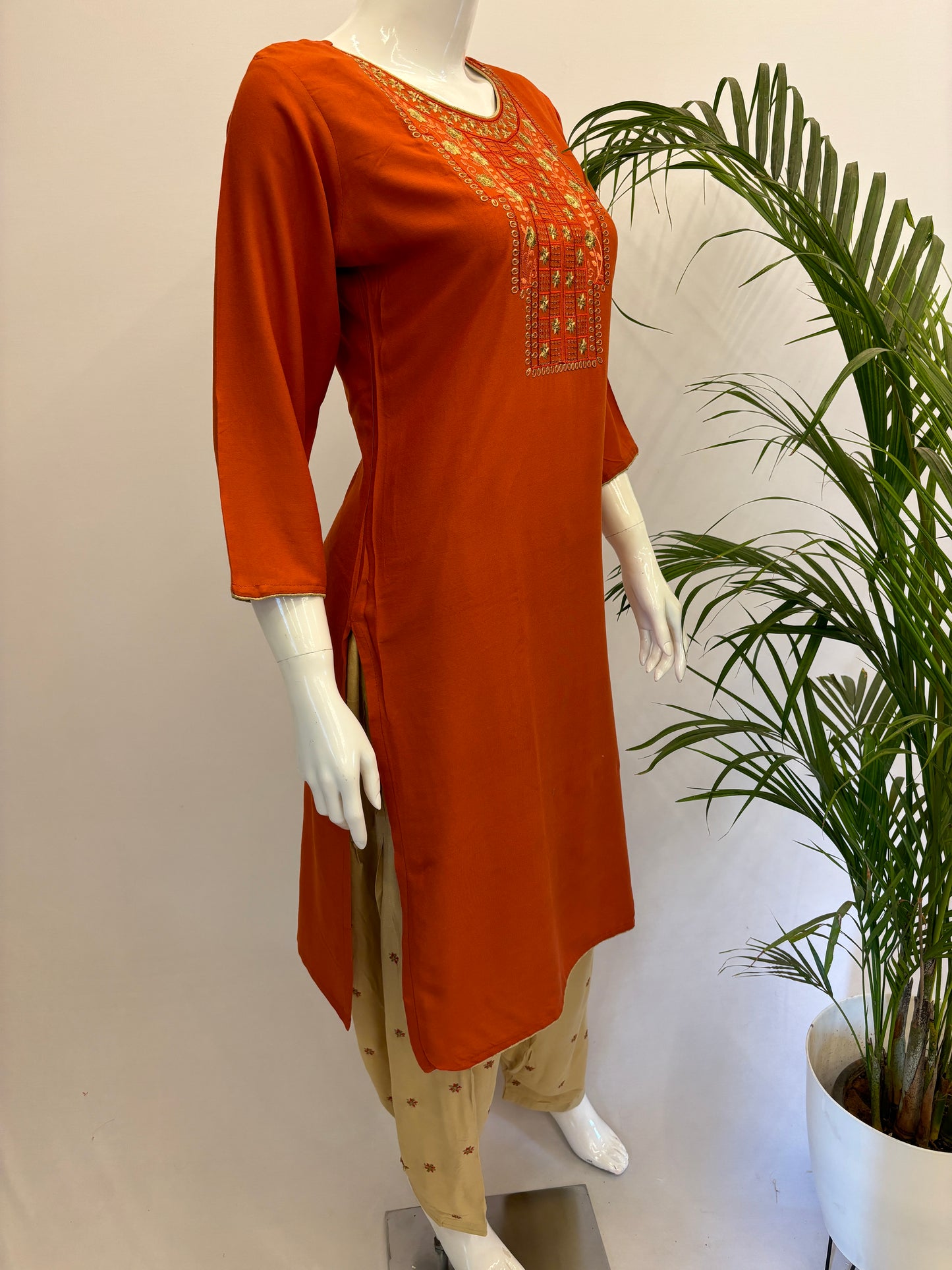 Rayon Suit Set - Orange