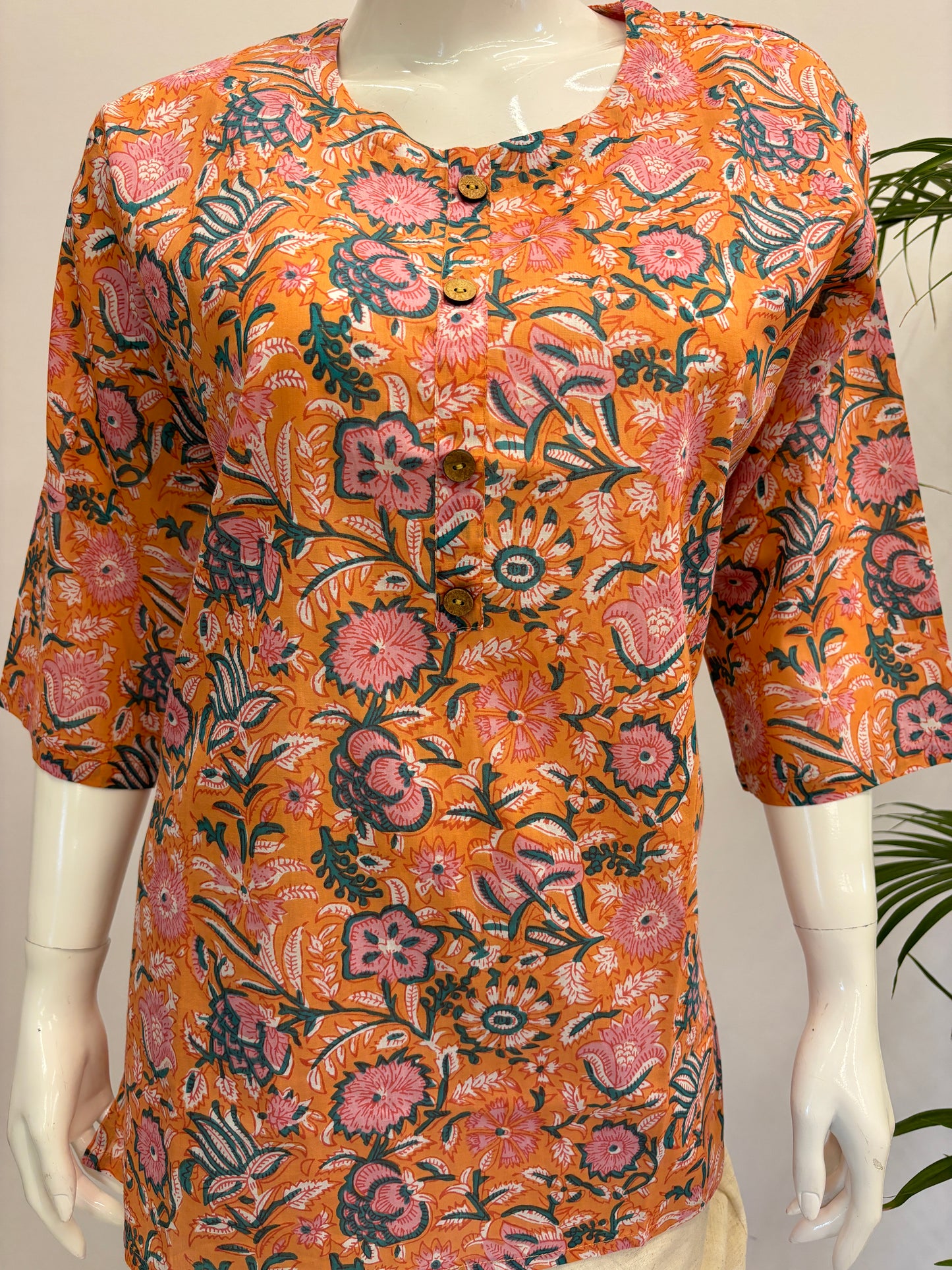 Jaipur Short Kurti - Pinkish Orange