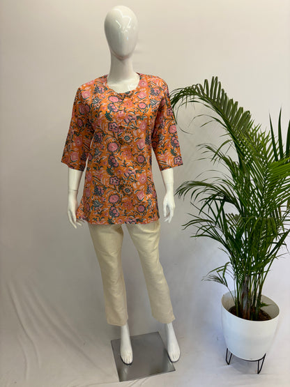 Jaipur Short Tunic - Pinkish Orange