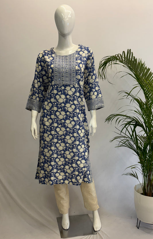 Rayon Plus Blue Kurti