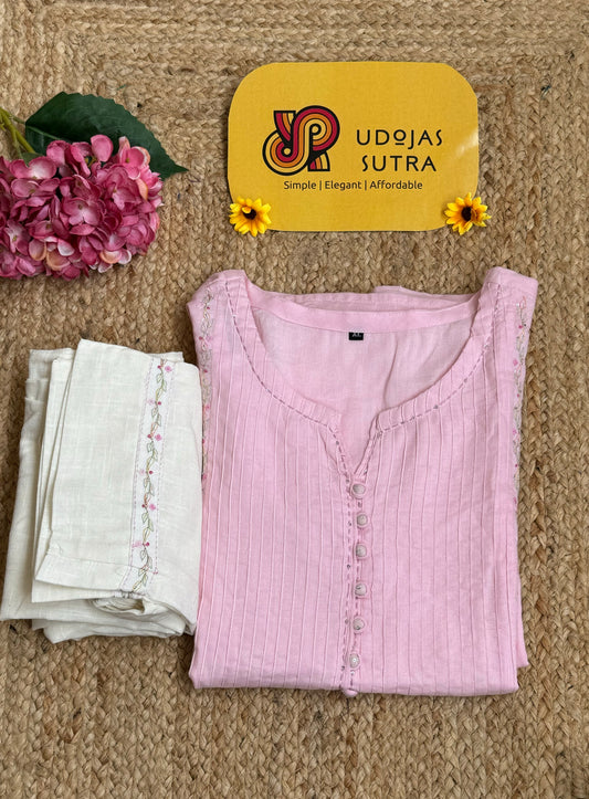 Mul Cotton Light Pink Top and Pant Set