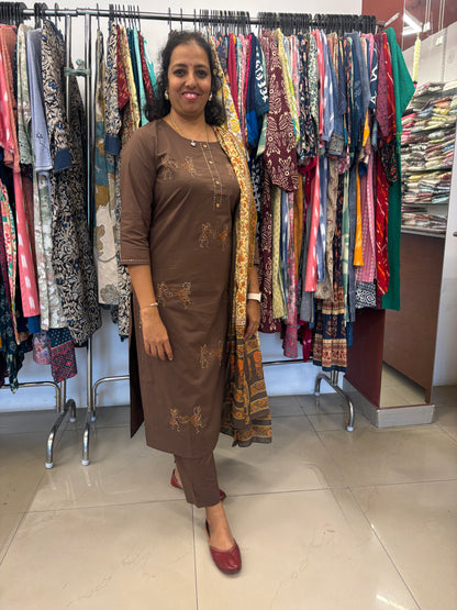 Coffee Brown Dupatta Set