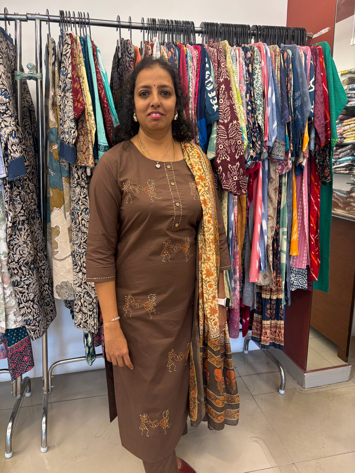 Coffee Brown Dupatta Set