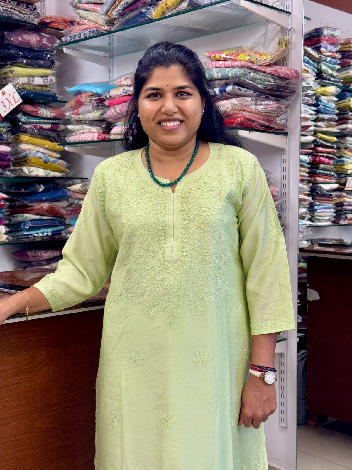 Dola Silk Chikankari Kurta Pant Set Green with Inner – Women’s Ethnic Wear (Copy)