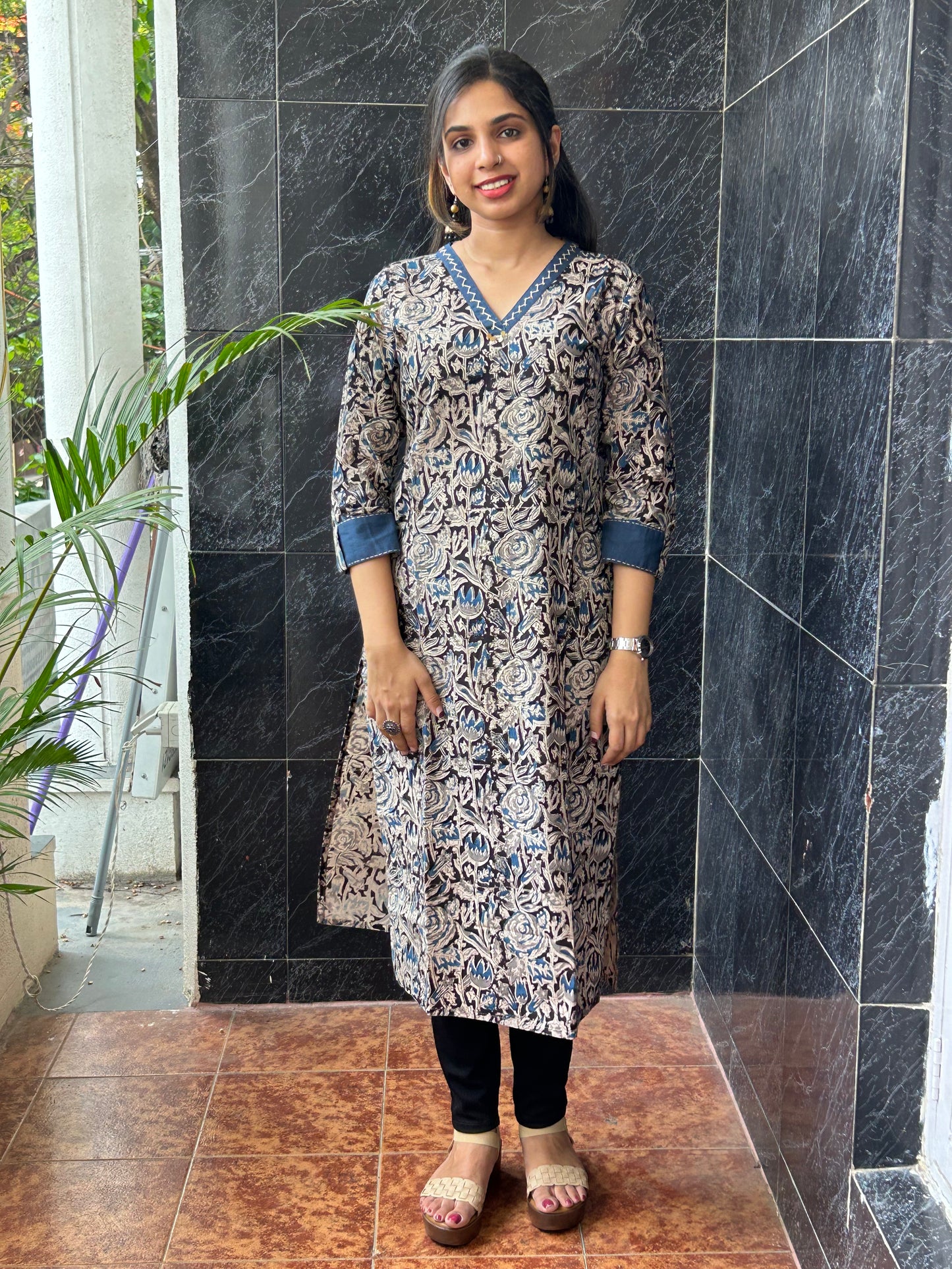 Blue Ajrakh Kurti