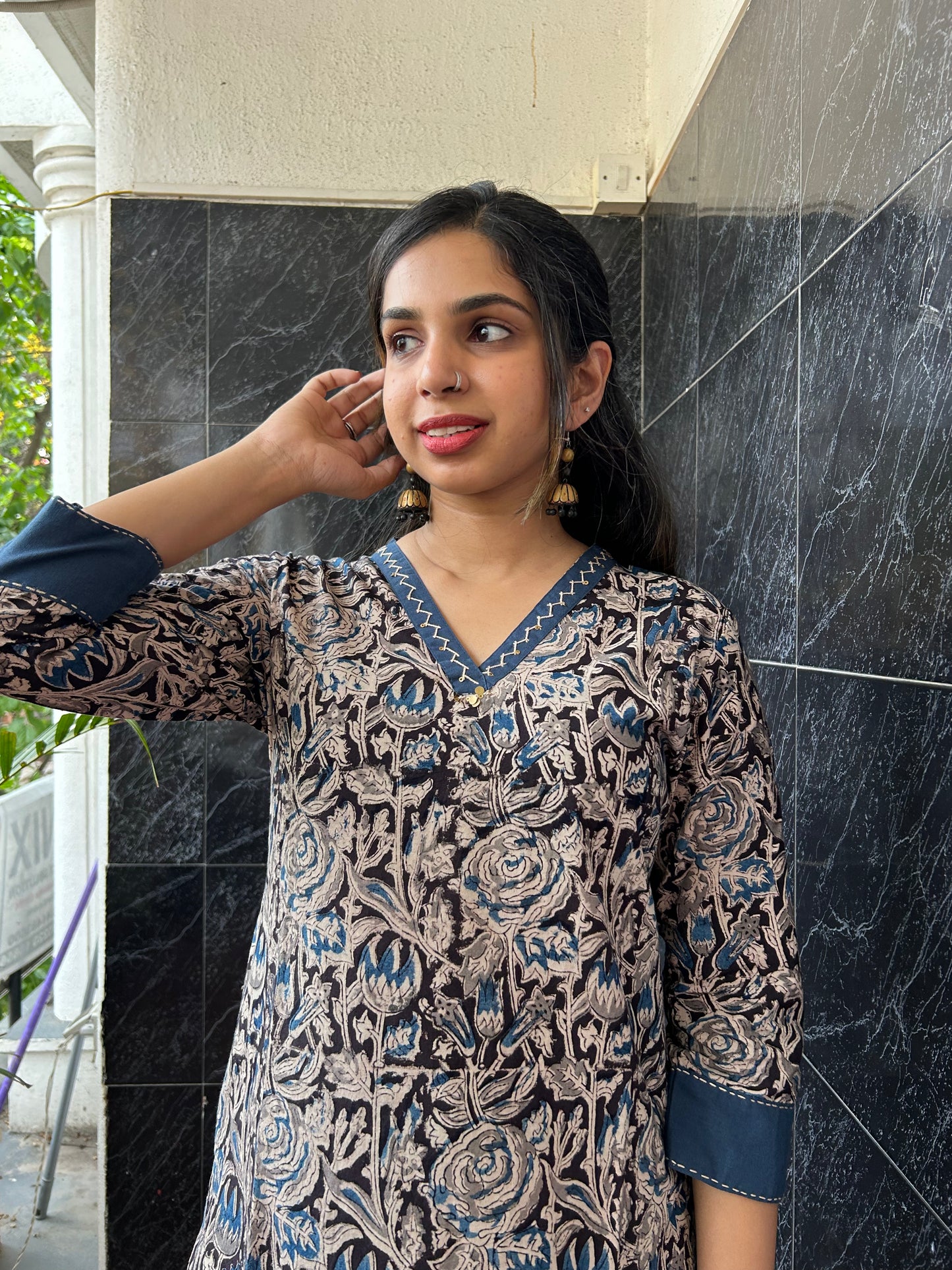 Blue Ajrakh Kurti