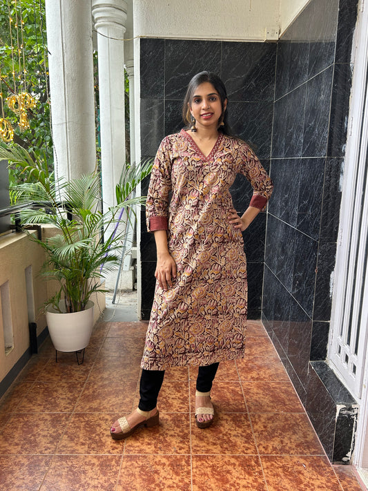 Brown Ajrakh Kurti