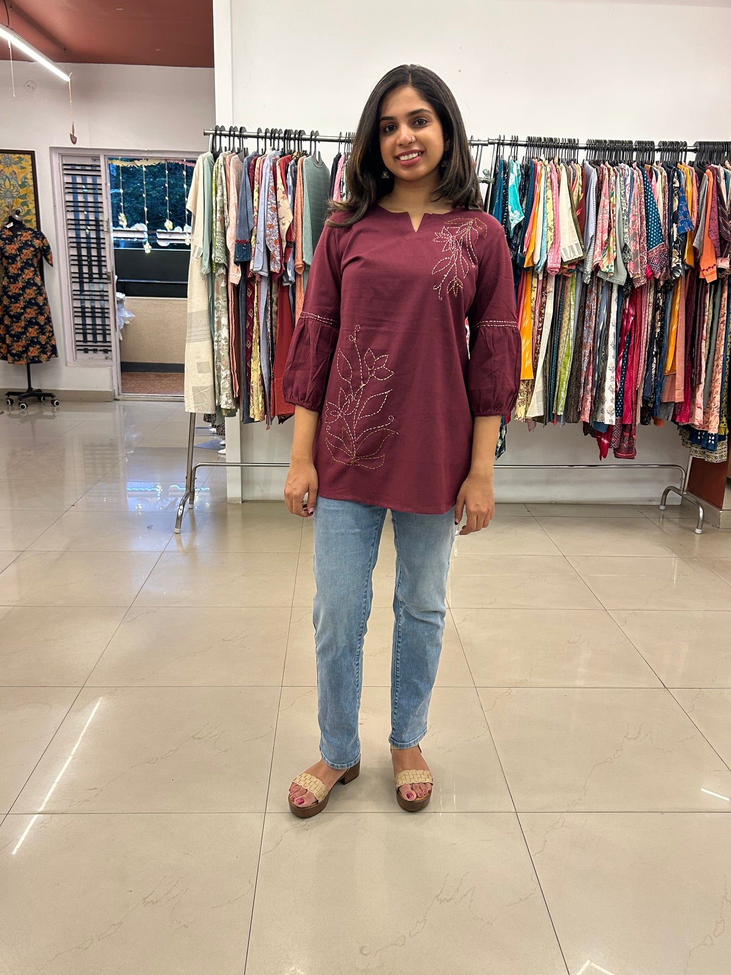 Cotton Brown Short Top