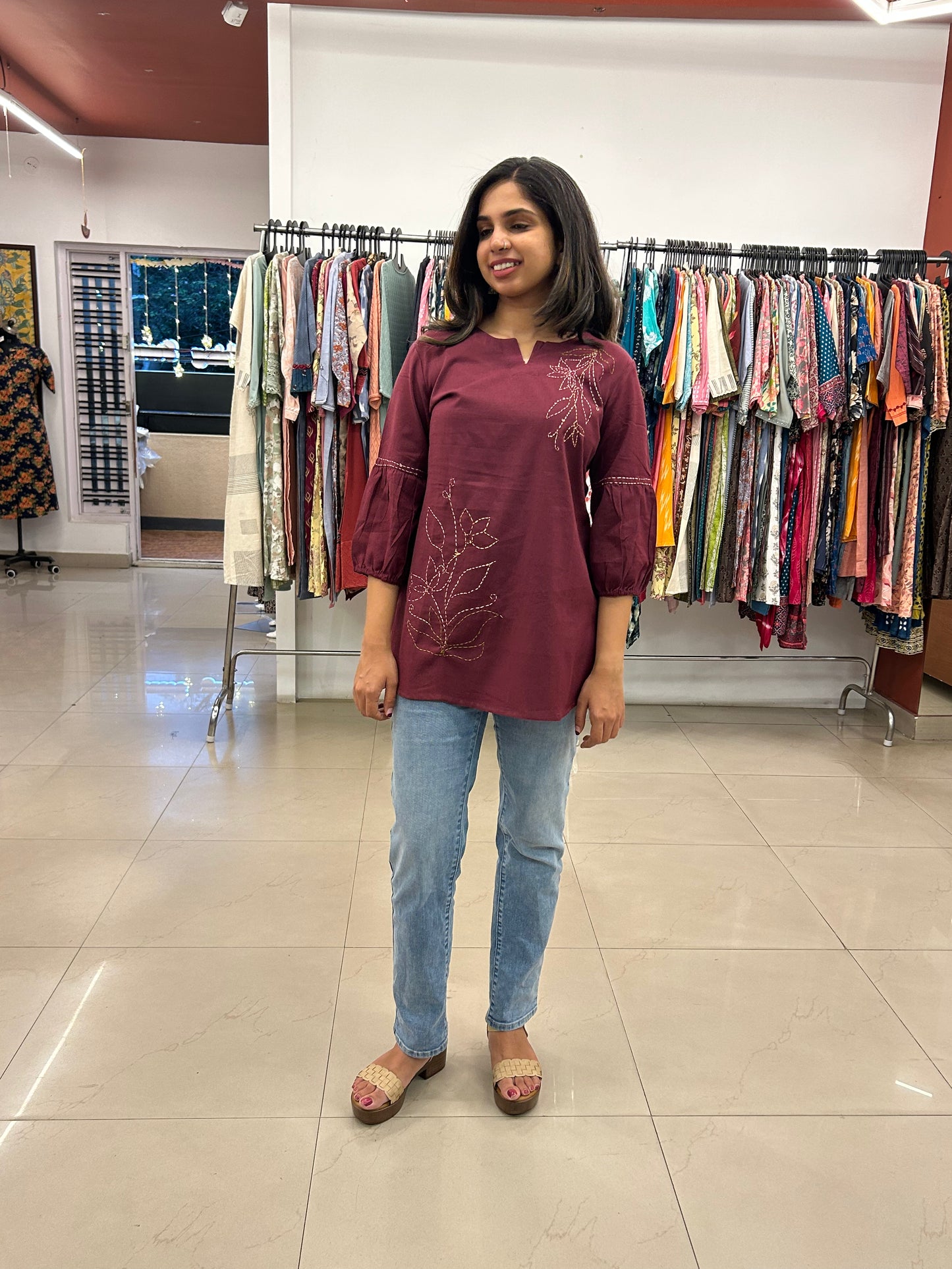 Cotton Brown Short Top