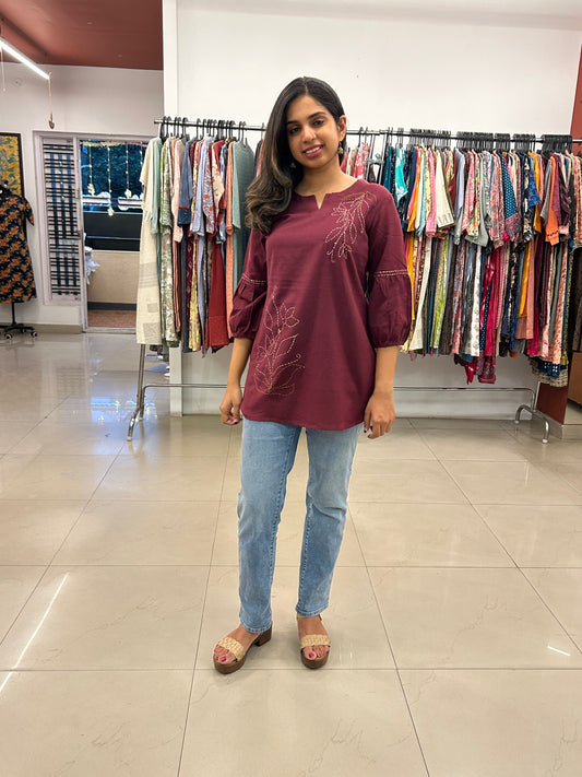Cotton Brown Short Top
