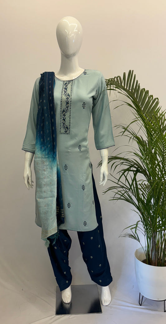 Rayon Suit Set - Blue