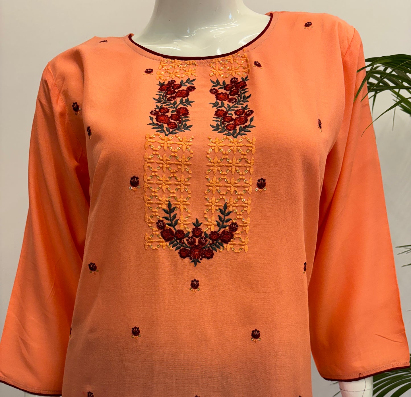 Rayon Suit Set - Kesari Color