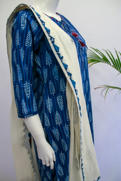 Indigo Blue Cotton Dupatta Set