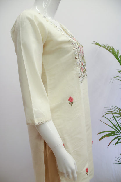 Khadi Cotton Cream  Kurti