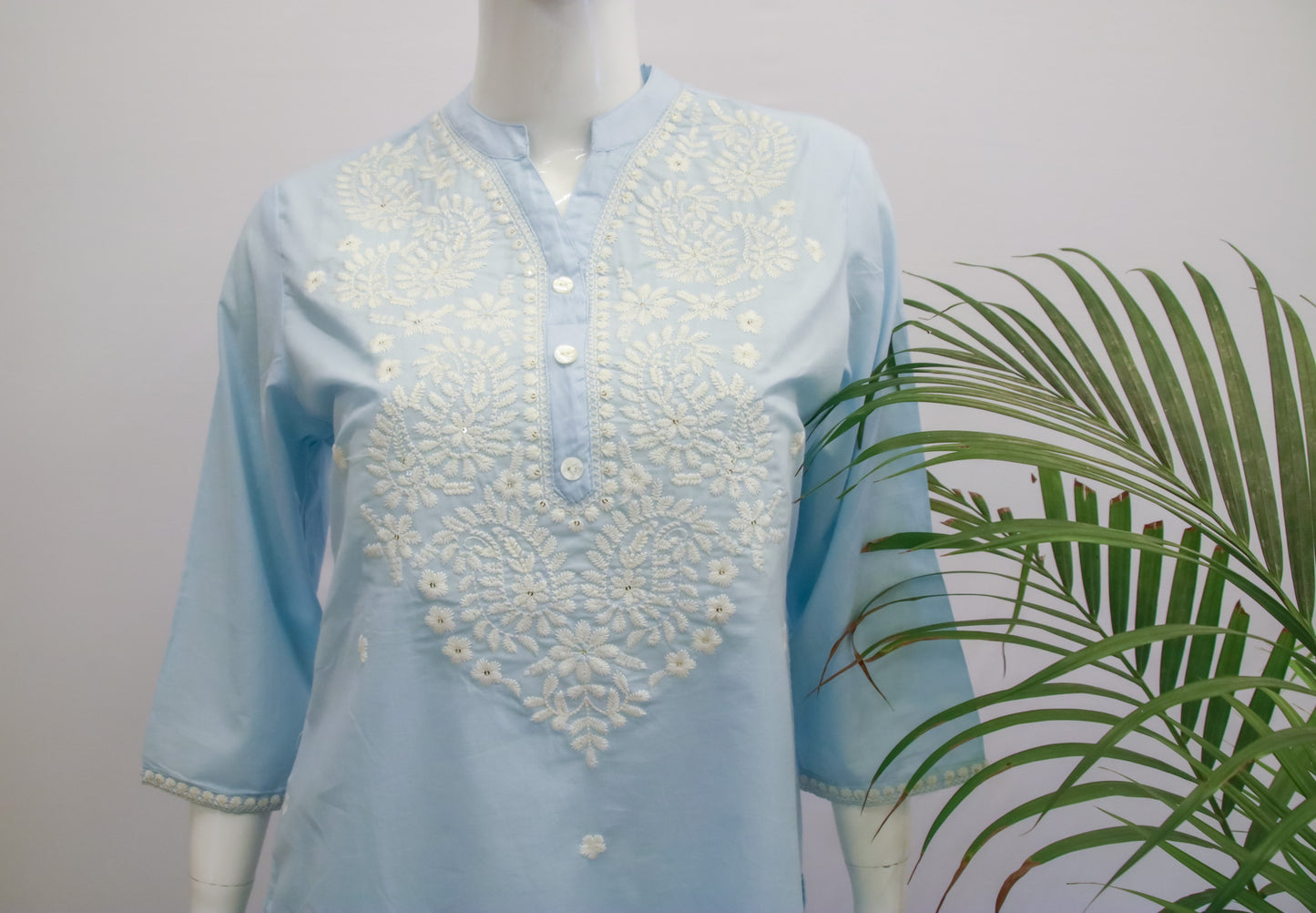 AD Cotton Chikankari Top & Pant Set