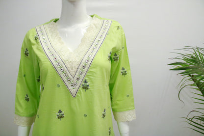 Cotton Green Dupatta Set