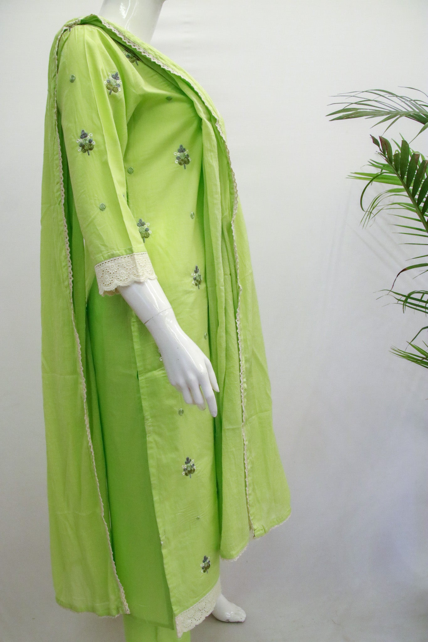 Cotton Green Dupatta Set