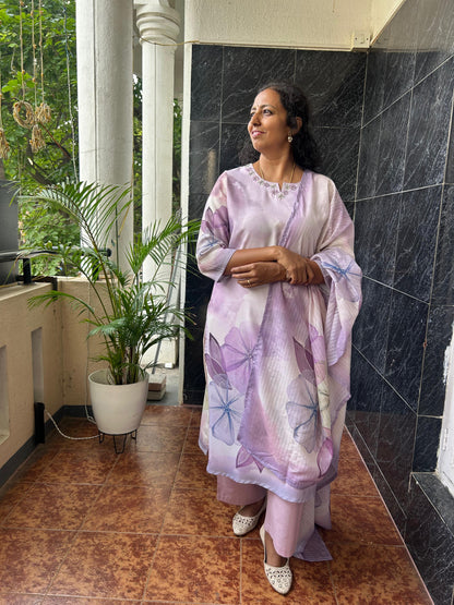 Semi Linen Pastel Dupatta Set