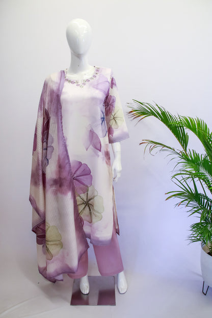 Semi Linen Pastel Dupatta Set