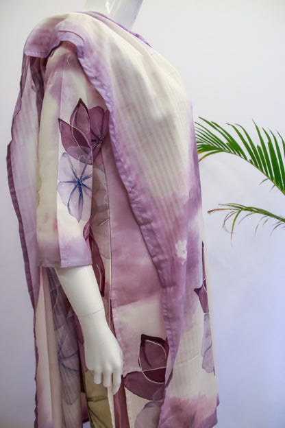 Semi Linen Pastel Dupatta Set