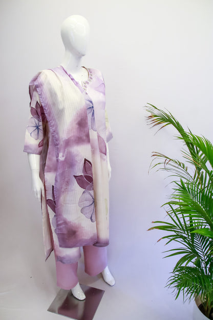 Semi Linen Pastel Dupatta Set