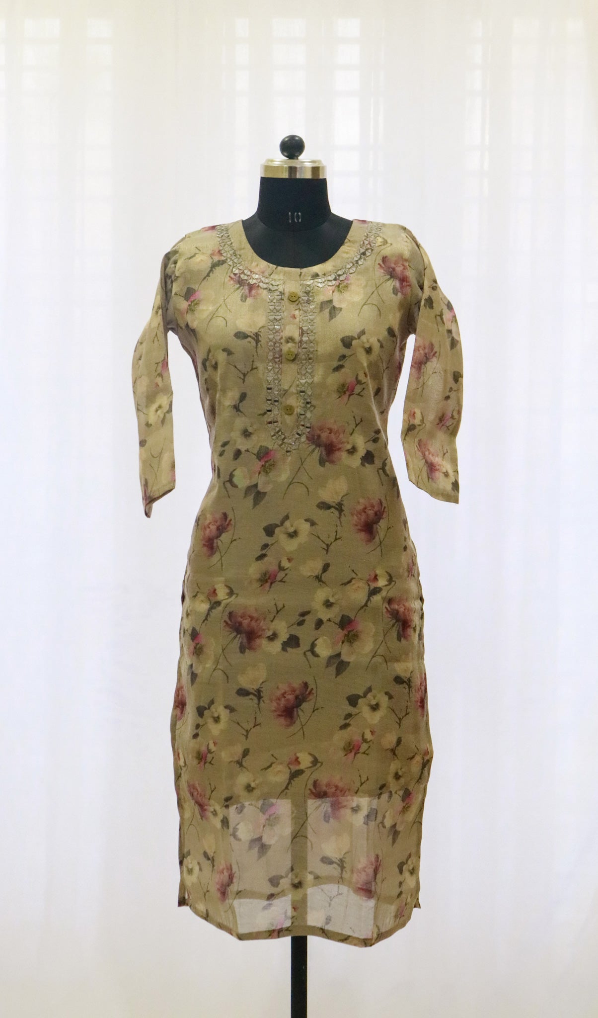 Tissue Kurta with Floral Prints