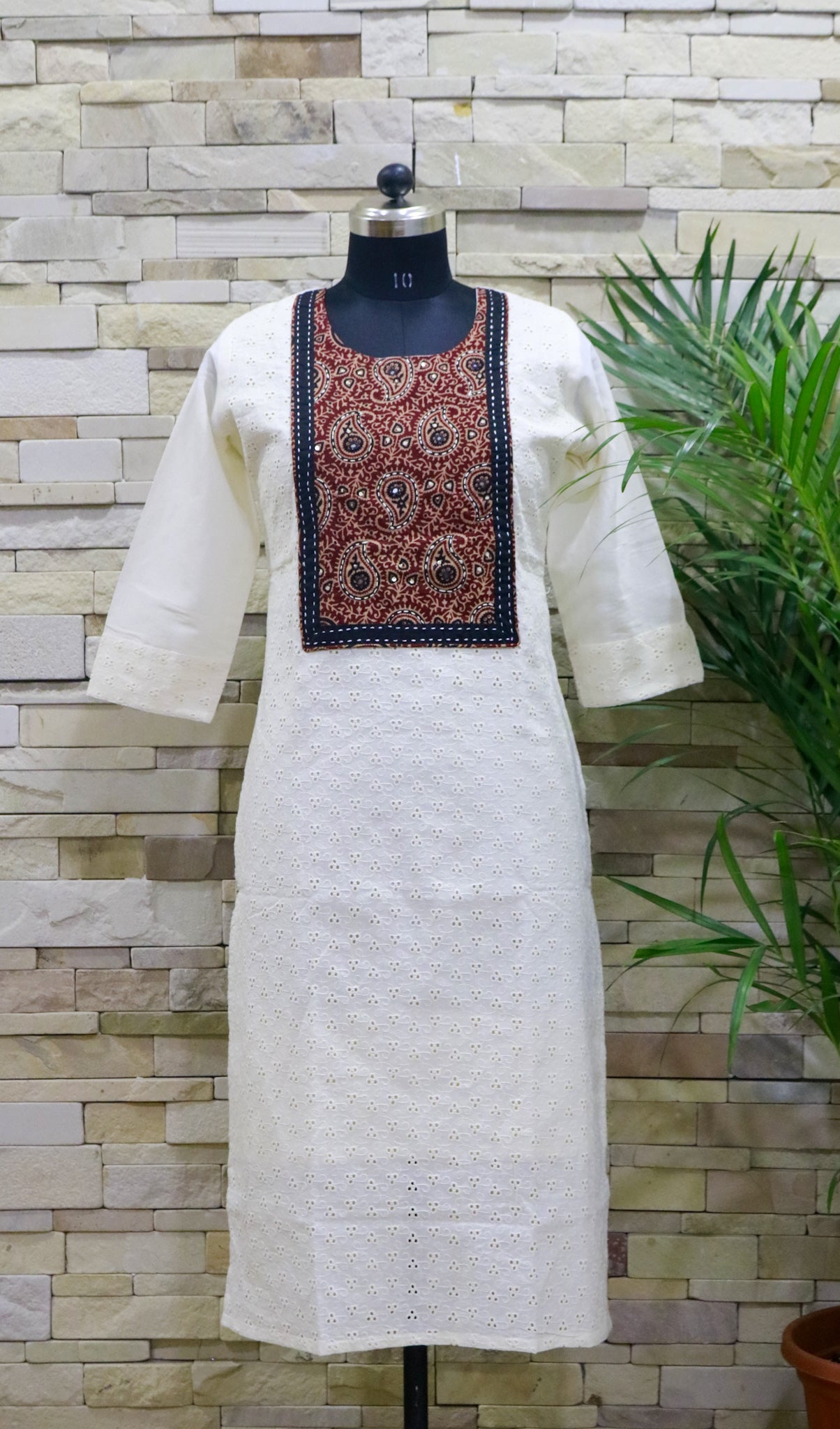 Kurti with Ajrakh yoke